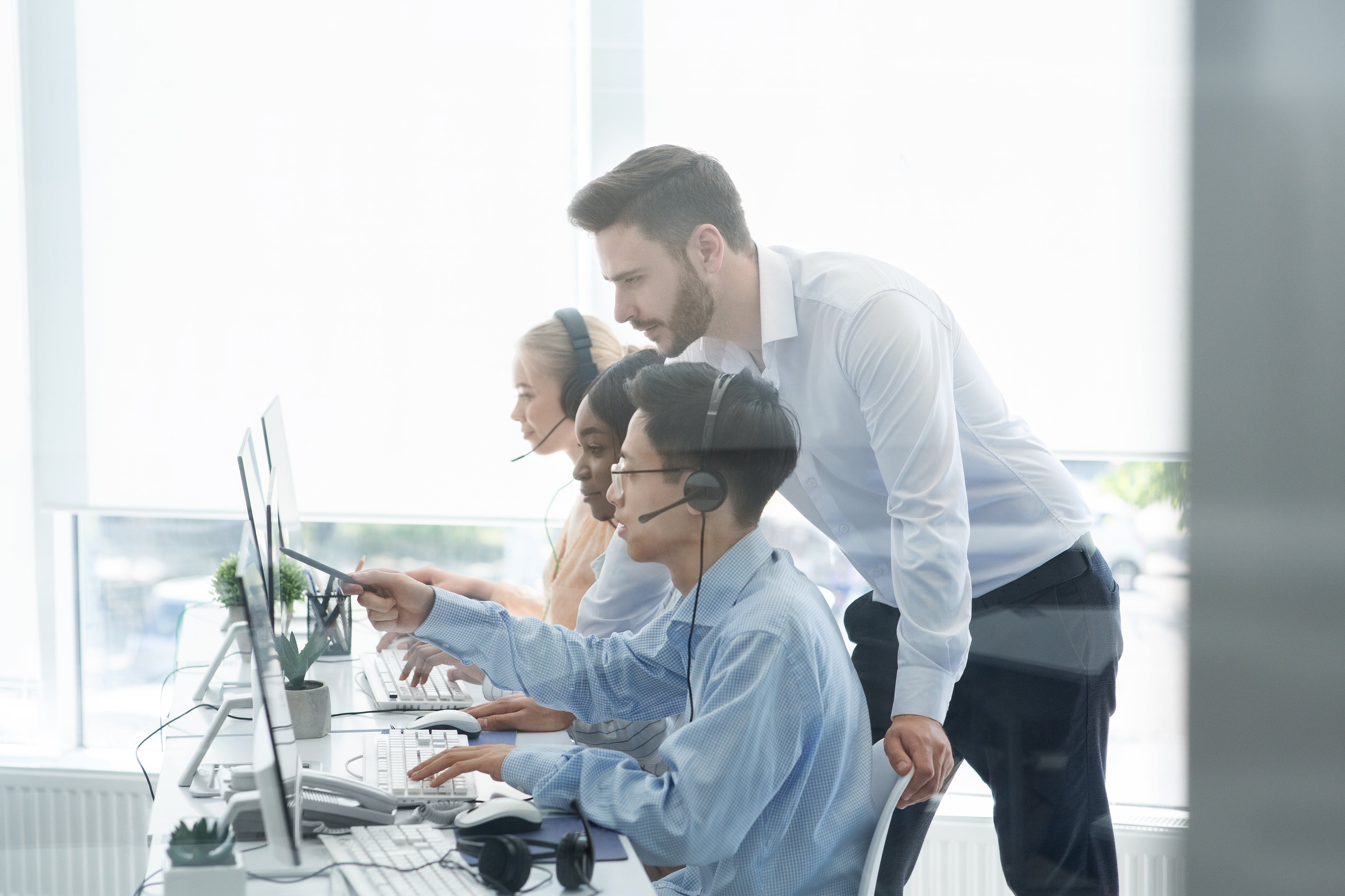 IT support team helping customers